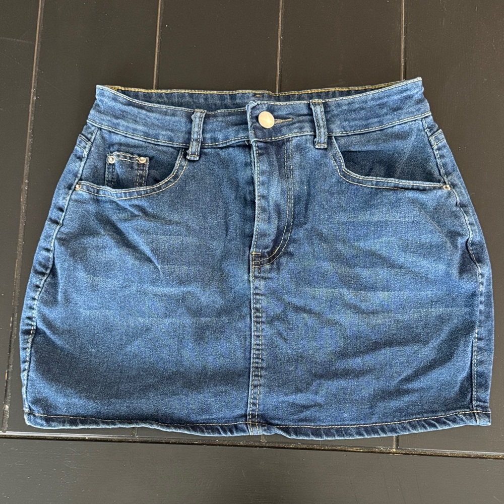 Amazon Blue Denim Mini Skirt
